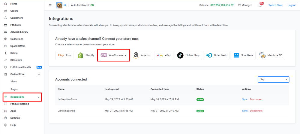 Merchize integration woocommerce page