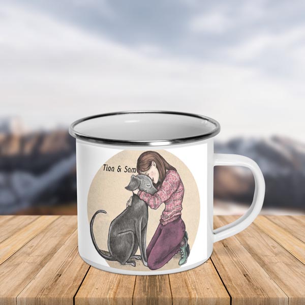 custom enamel mug for cat print on demand