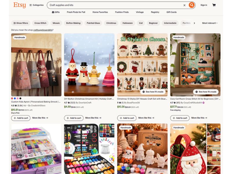 sell Craft supplies and kits on etsy