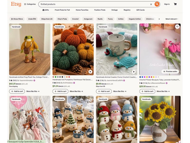 sell Knitted products on etsy