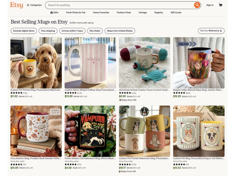 sell mugs on etsy