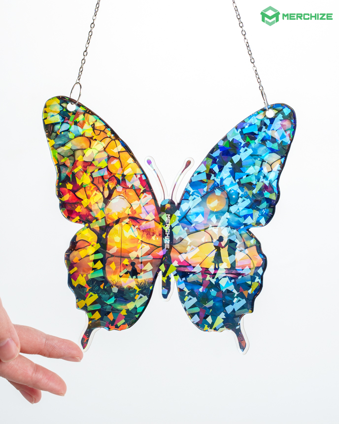 broken glass hologram ornament