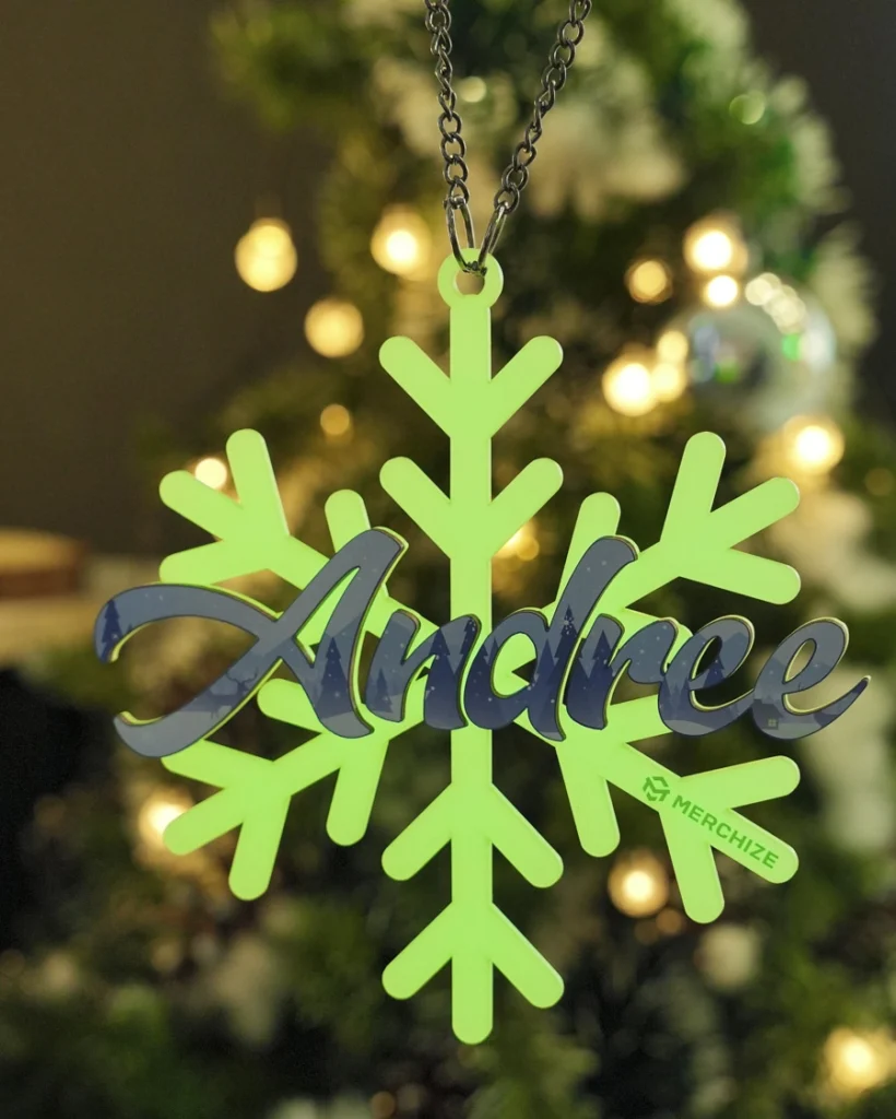 luminous acrylic ornament with wood