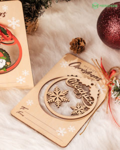 custom wood card ornament