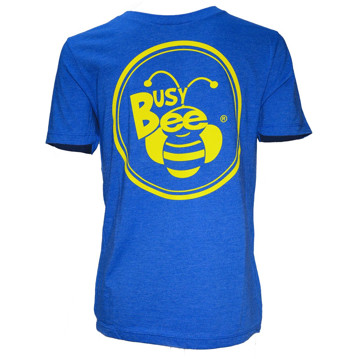 Blue designs on yellow T-shirts 
