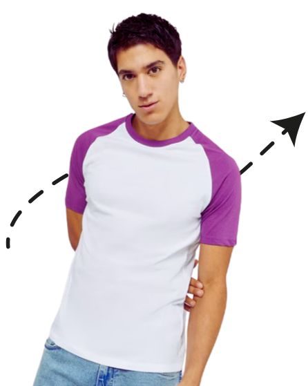 Purple designs on white T-shirts 
