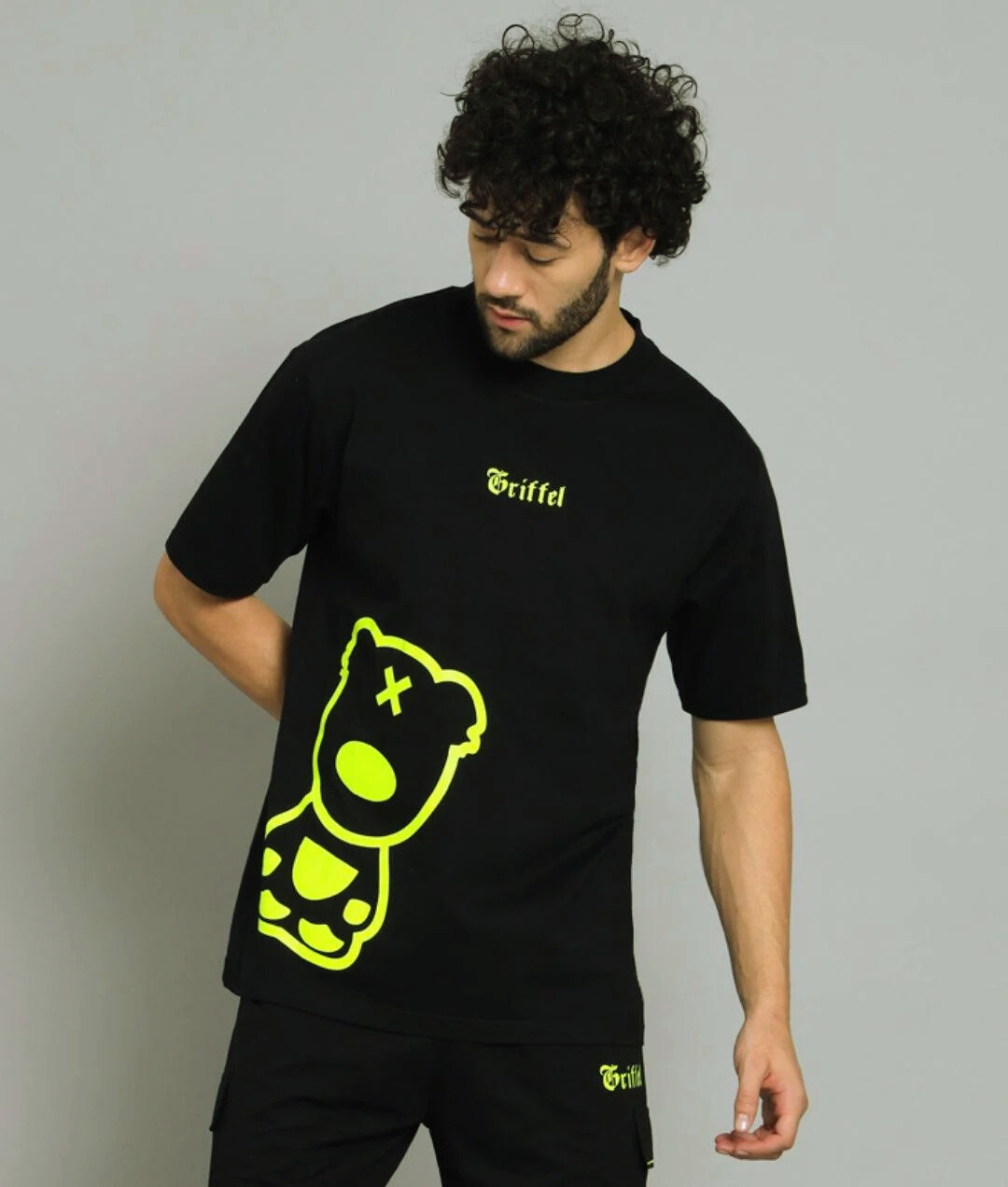 Neon designs on black T-shirts