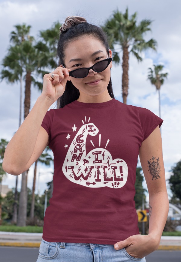 maroon white t-shirt combination