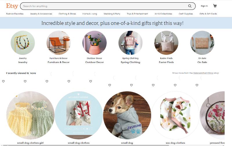 tìm hiều dropship trên nền tảng etsy