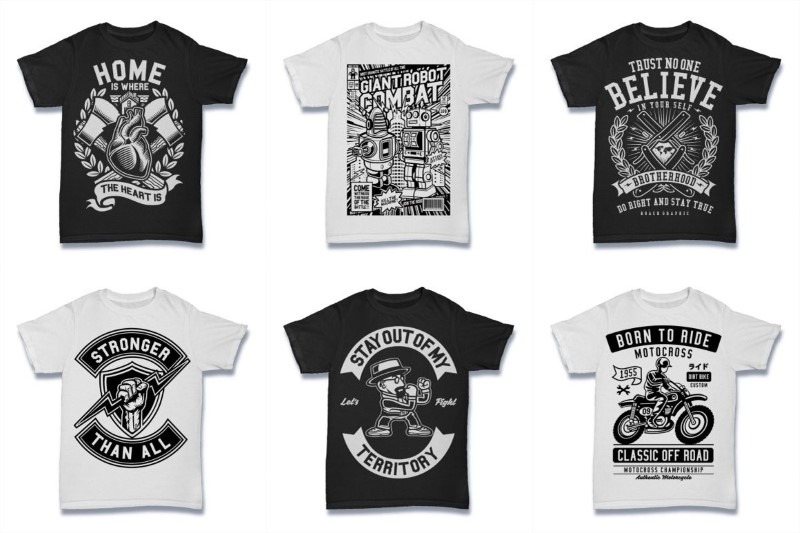 white t-shirt with black ink