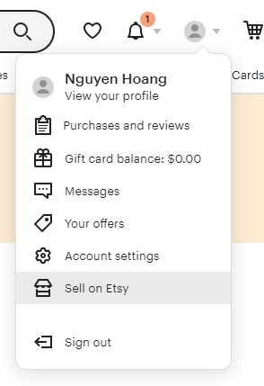 click the “Sell on Etsy” button