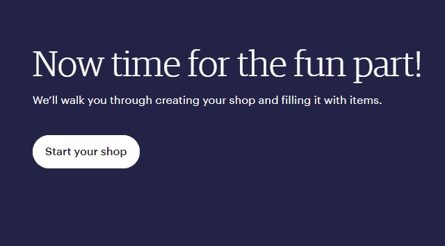 Start your shop Etsy