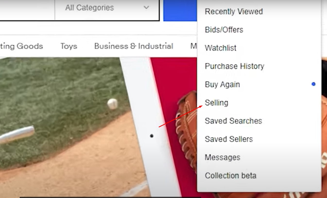 Click on Selling from your ebay overview