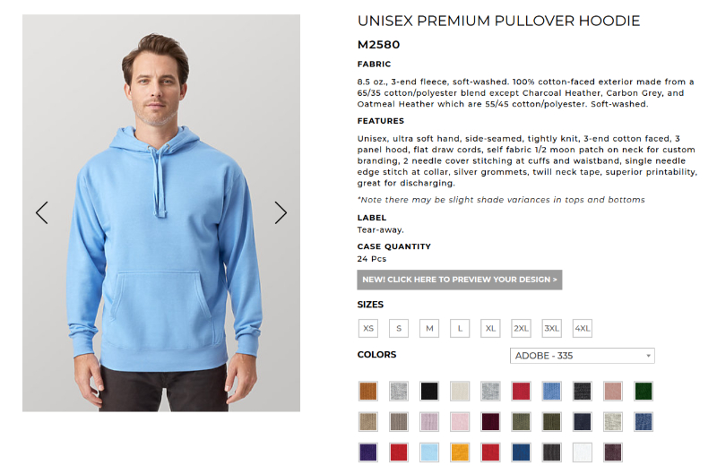 Cotton Heritage M2580 quality blank hoodie for printing