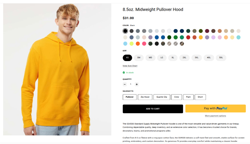 Independent Trading Co. SS4500 blank hoodie for printing