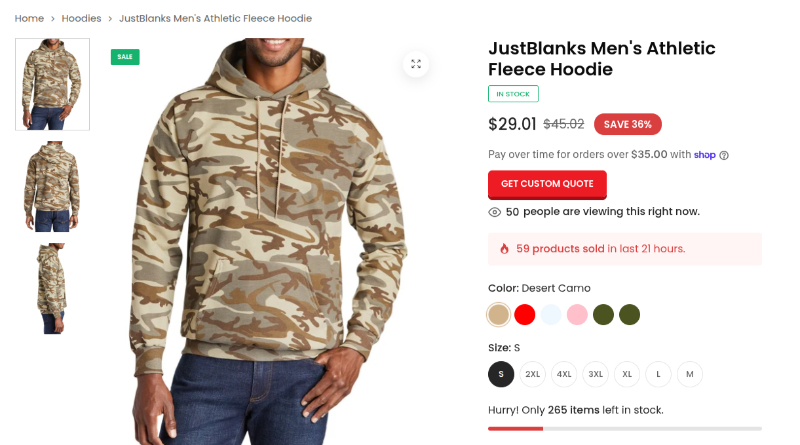 Just Blanks 7.8 oz 50-50 pullover best hoodie blank