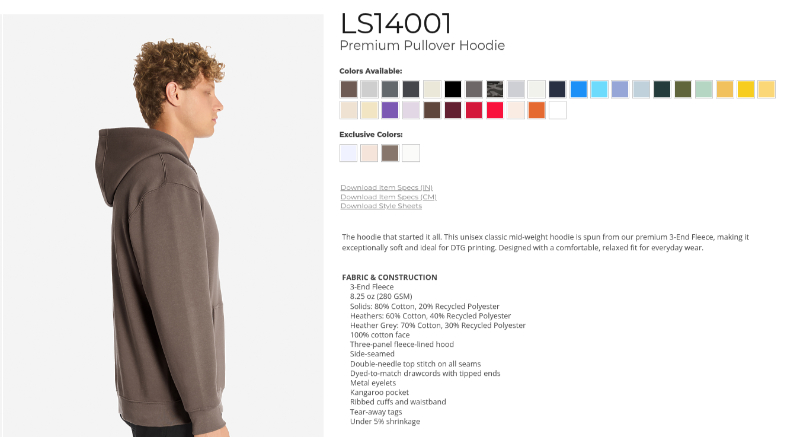 Lane Seven LS14001 blank hoodie printing