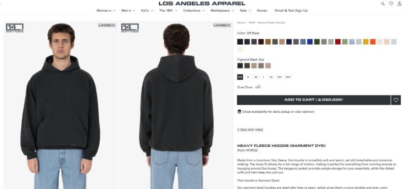 Los Angeles Apparel HF09 streetwear hoodie blank