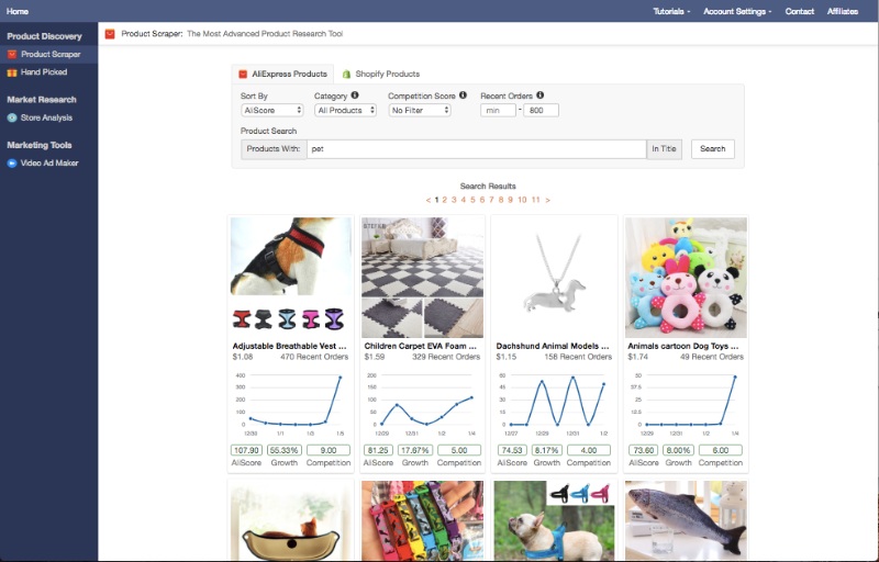 niche scrapper aliexpress research tool
