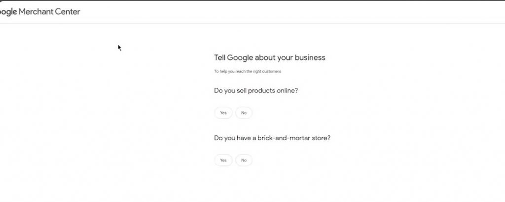 Google Merchant Center bước 2