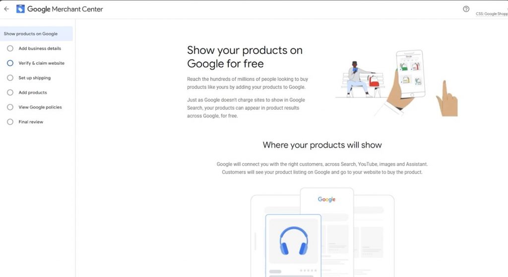Google Merchant Center bước 3