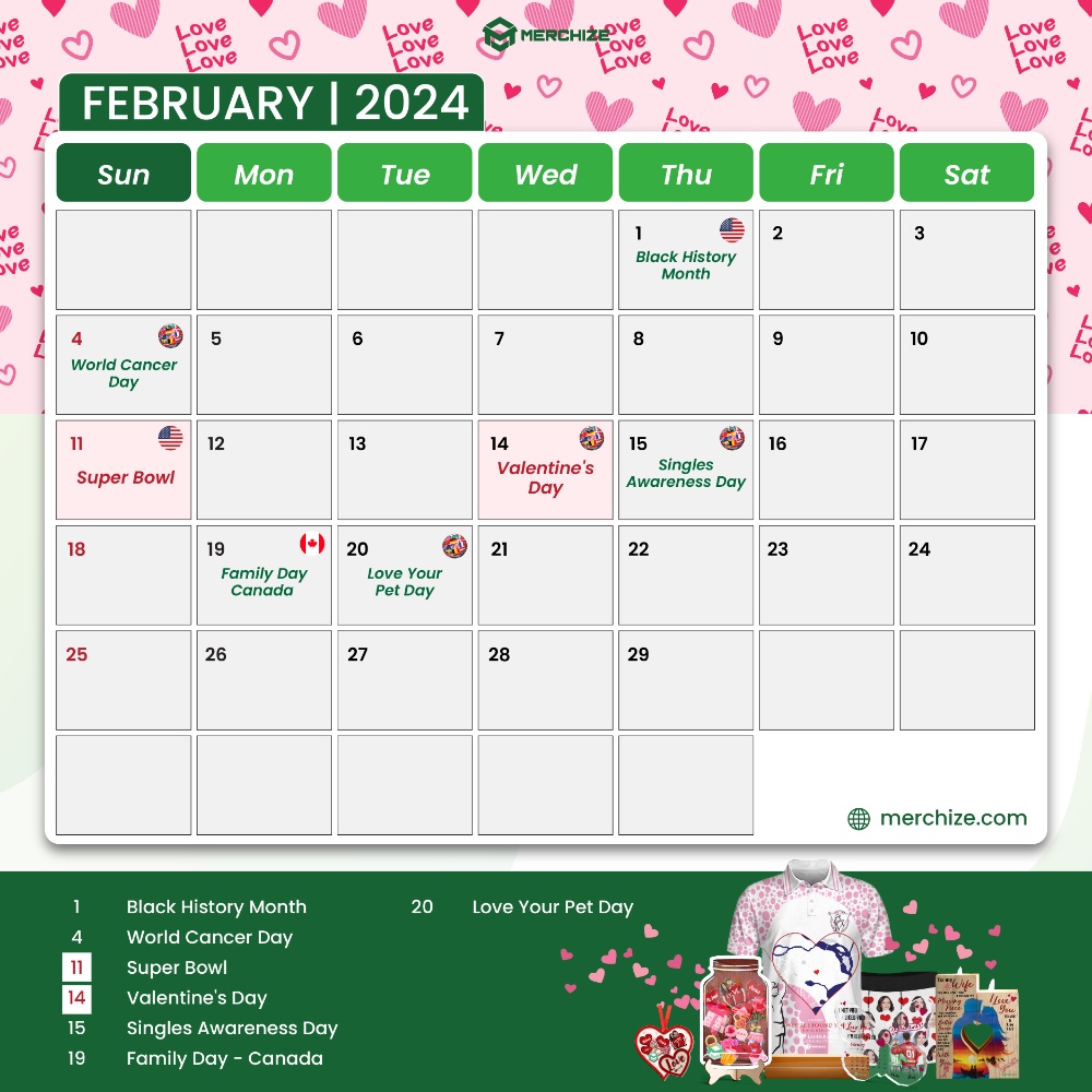 Merchize Calender 2024-February