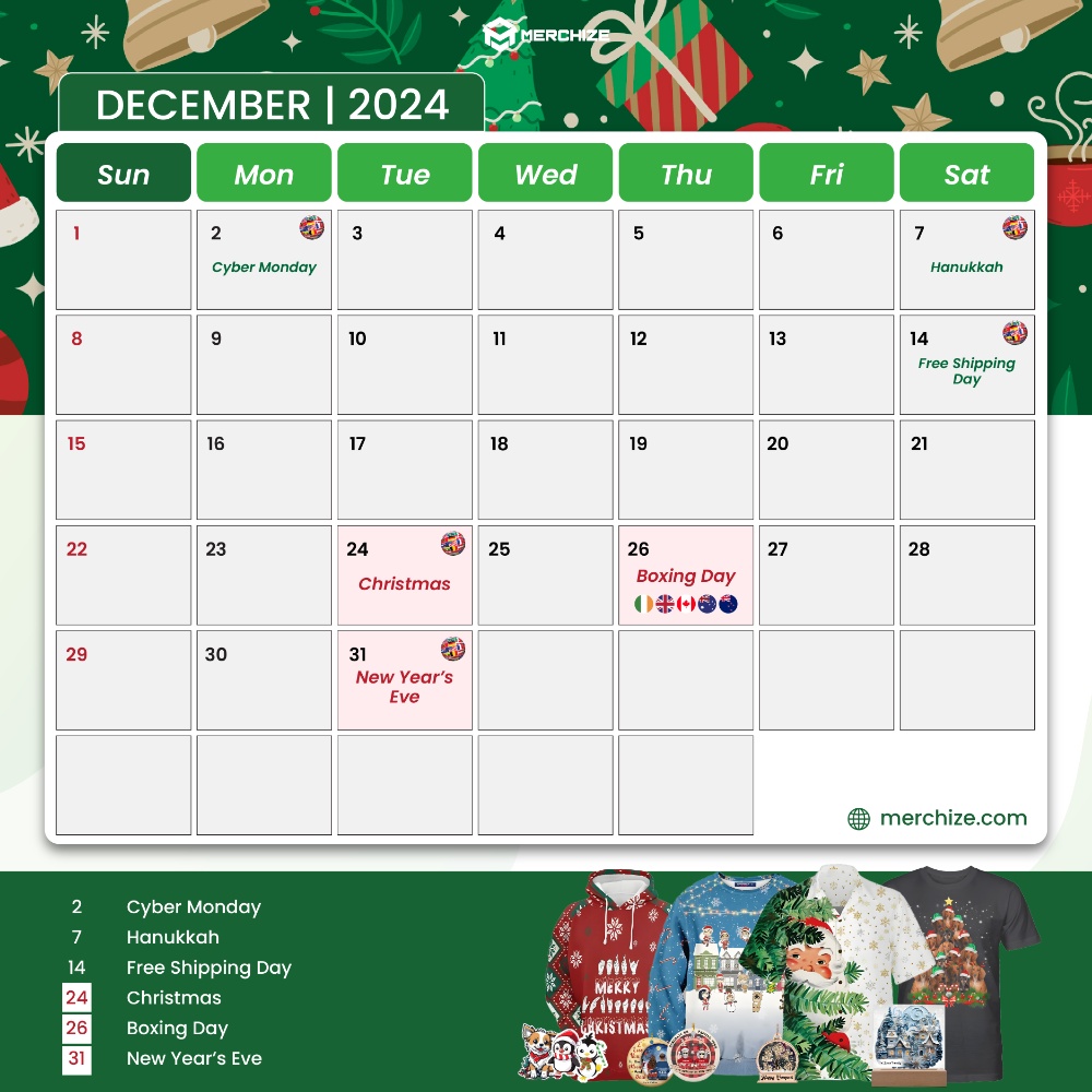 Merchize Calender 2024-december