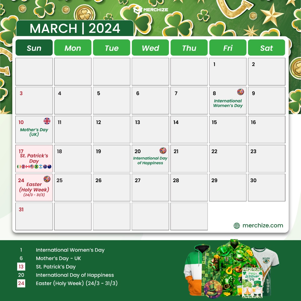 Merchize Calender 2024-march