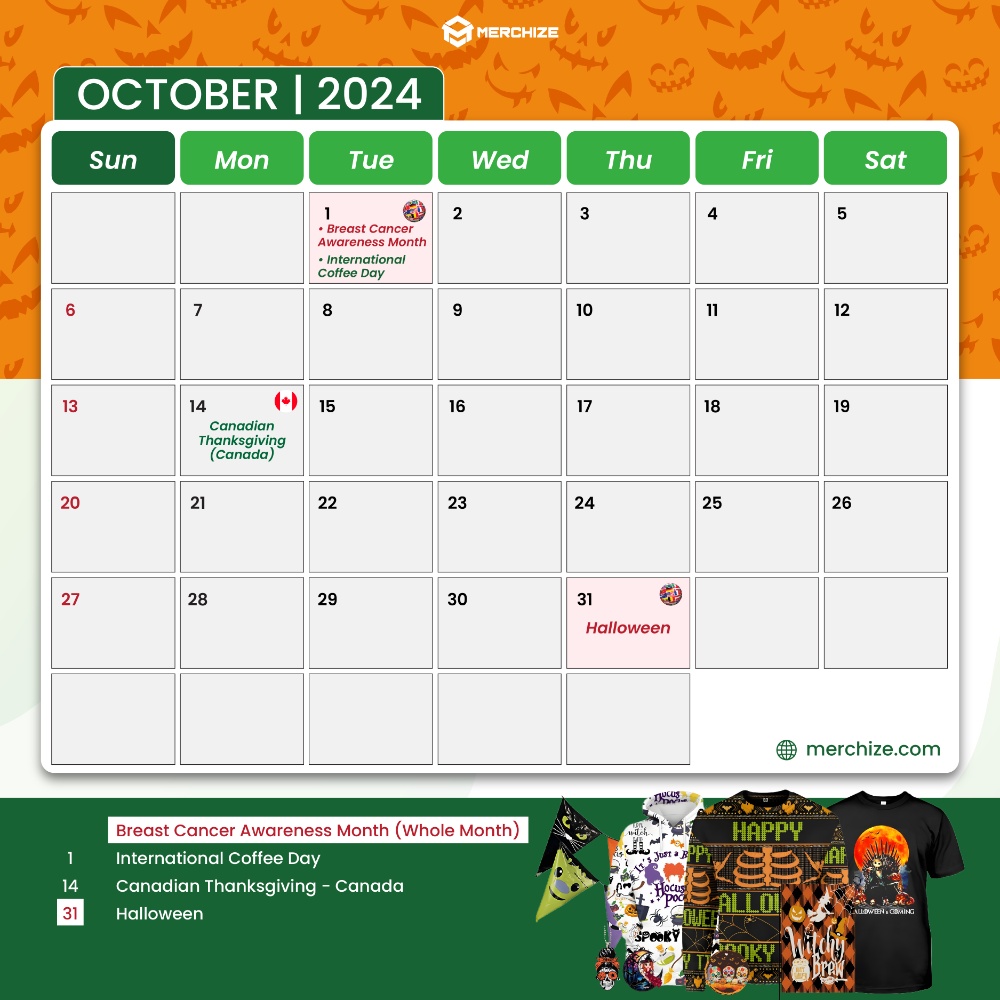 Merchize Calender 2024-october