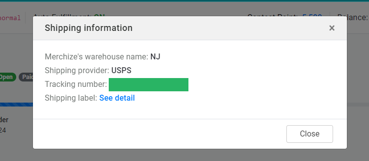 Shipping information new