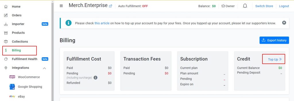 Merchize billing
