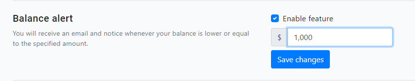 enter the balance alert amount