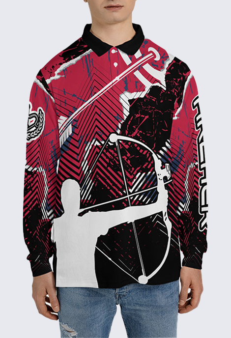 All-over Print Men's Long Sleeve Polo Shirt (Lightweight)