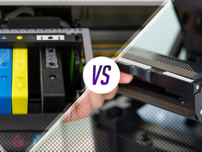 Laser and inkjet printing