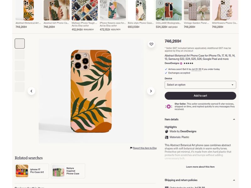 Botanical Illustrations on phone case