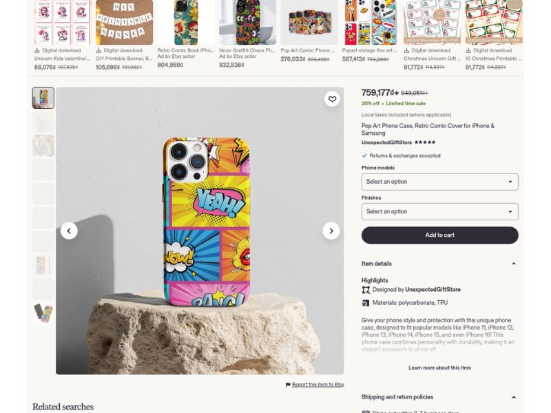 Comic Book Style Art on phone case