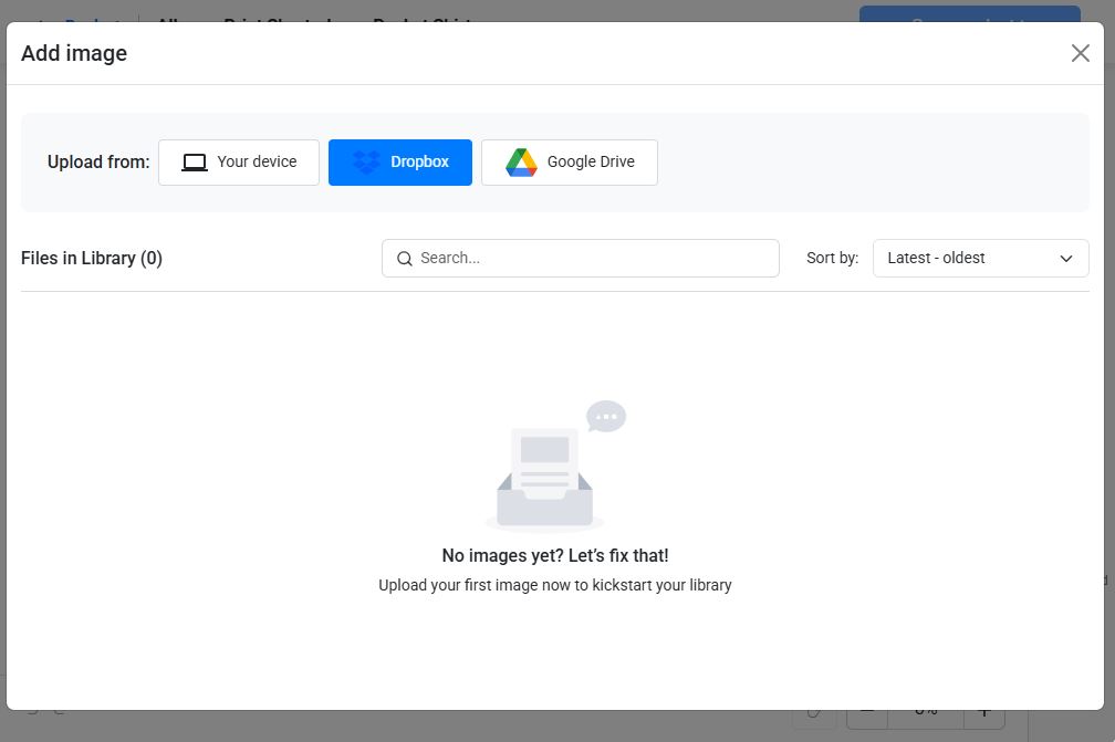 Add Dropbox's images to product mockup design