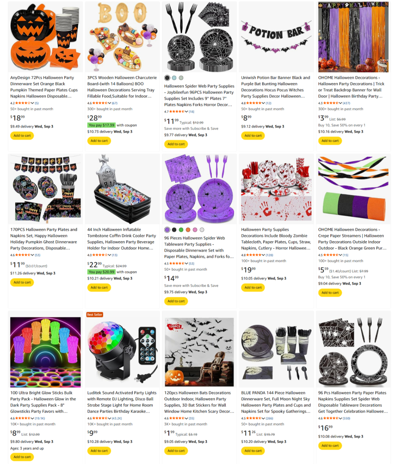 halloween Party supply products to sell on halloween