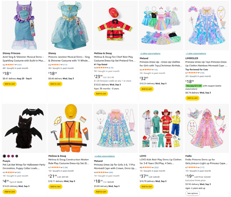 halloween costumes and accessorie