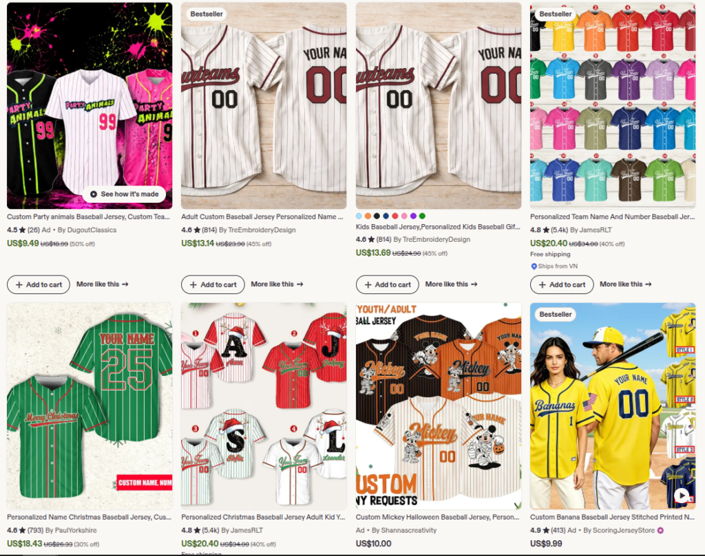 sportwear best selling items on etsy