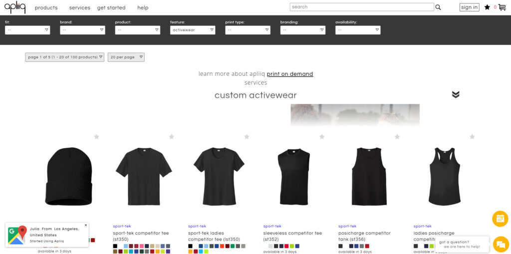 Apliiq print on demand gym clothing