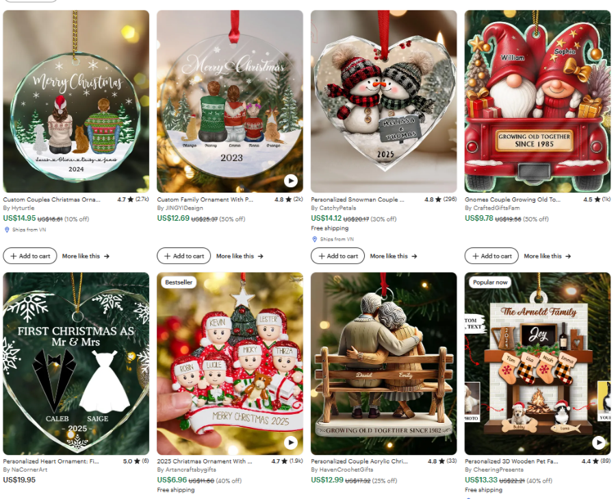 personalized family and couple ornament