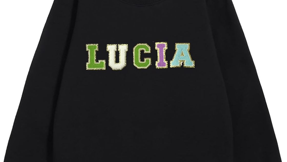 Chenille letter patch sweatshirts