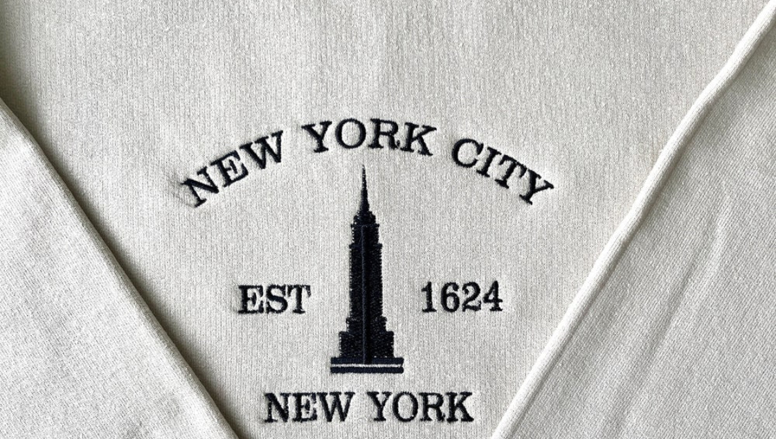City, state, and location embroidery