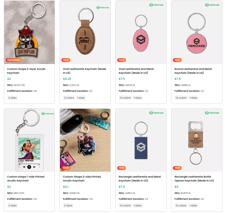 customize acrylic keychains with Merchize