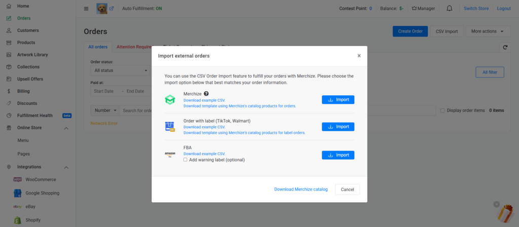 merchize csv import options