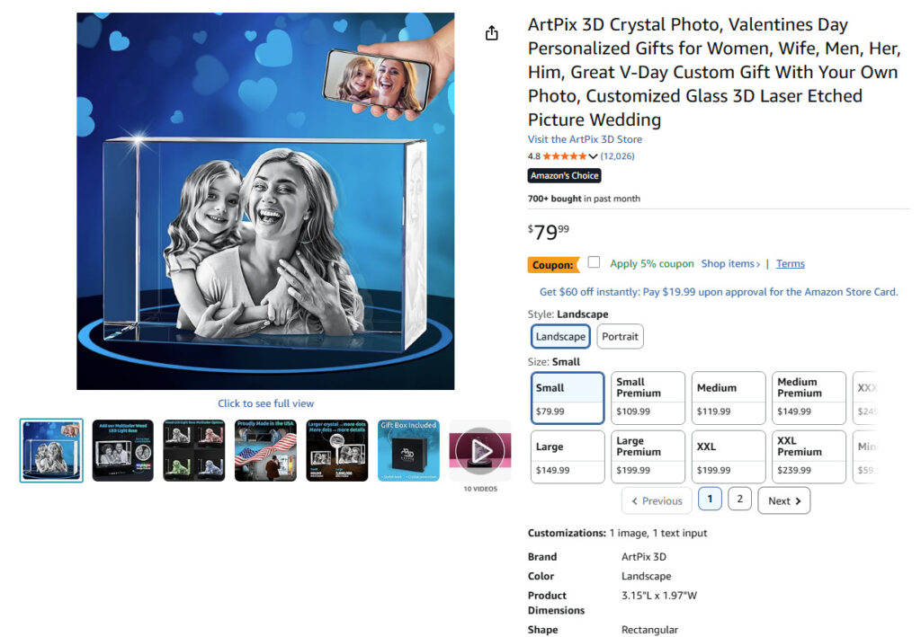 ArtPix 3D Crystal Photo