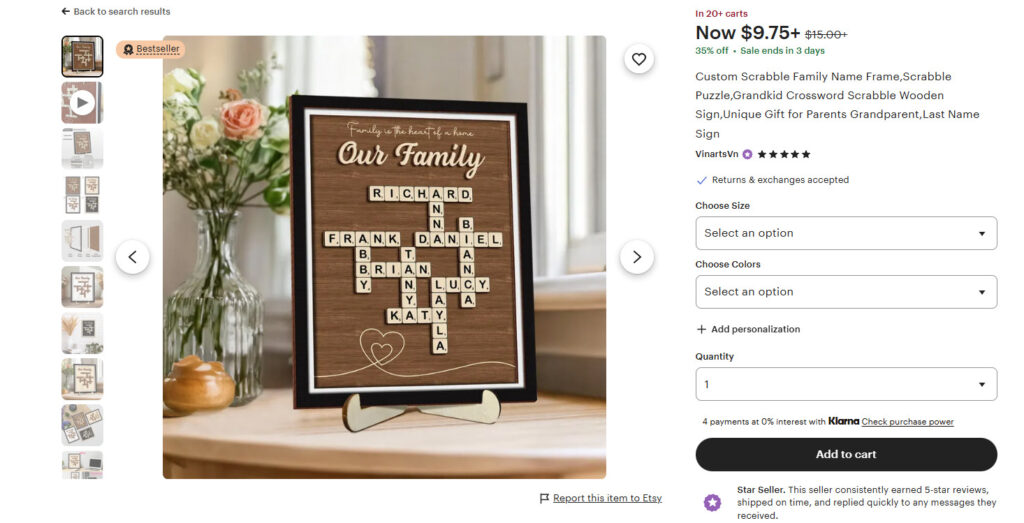 Custom Scrabble Family Name Frame