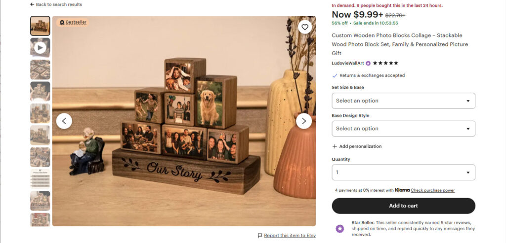 Custom wooden photo blocks collage