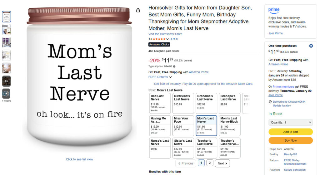 Homsolver Gifts for Mom (Candle)
